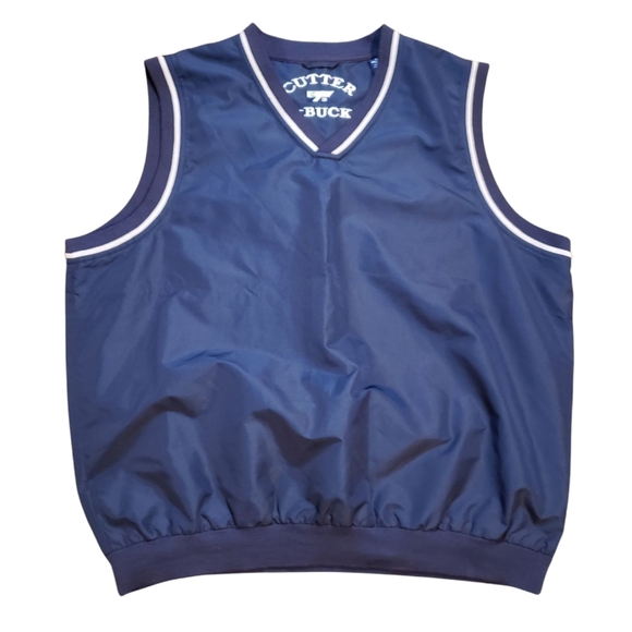 Cutter & Buck Navy Tan Golf Vest Large - Picture 1 of 3